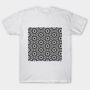 White and Black Star Moroccan Star Pattern T-Shirt